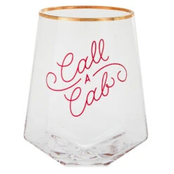 Hallmark Call A Cab Geometric Stemless Wine Glass, 19 Oz.