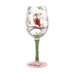 Enesco Lolita Cardinal Beauty Handpainted Wine Glass, 15 Oz. -Kitchen Supplies Sale Cardinal and Cherry Blossoms Handpainted Wine Glass 6009225 03