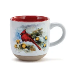 Cardinal On Snow Frosted Branch Mug And Matching Card