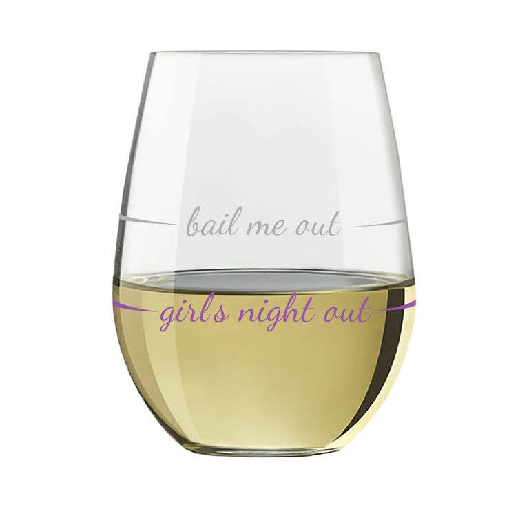 Girls Night Out Bail Me Out Stemless Wine Glass, 16 Oz. 3 Girls Night Out Bail Me Out Stemless Wine Glass, 16 Oz. - Image 3