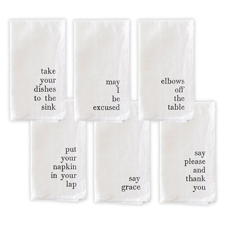 Good Manners White Cloth Napkins, Set Of 6 1 Good Manners White Cloth Napkins, Set Of 6