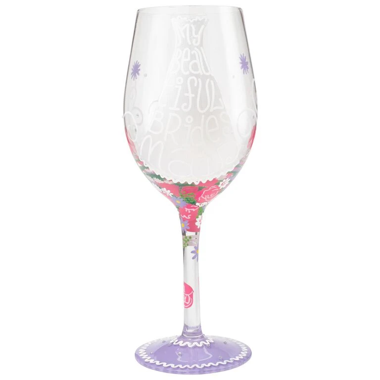 Lolita® Beautiful Bridesmaid Handpainted Wine Glass, 15 Oz. 1 Lolita® Beautiful Bridesmaid Handpainted Wine Glass, 15 Oz.