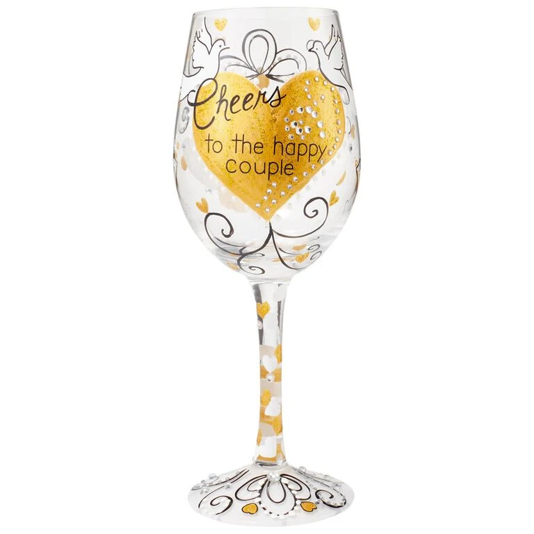 Lolita® Cheers To The Happy Couple Handpainted Wine Glass, 15 Oz. 1 Lolita® Cheers To The Happy Couple Handpainted Wine Glass, 15 Oz.