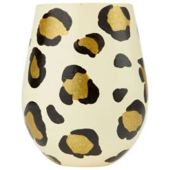 Enesco Lolita Leopard Handpainted Stemless Wine Glass, 20 Oz.
