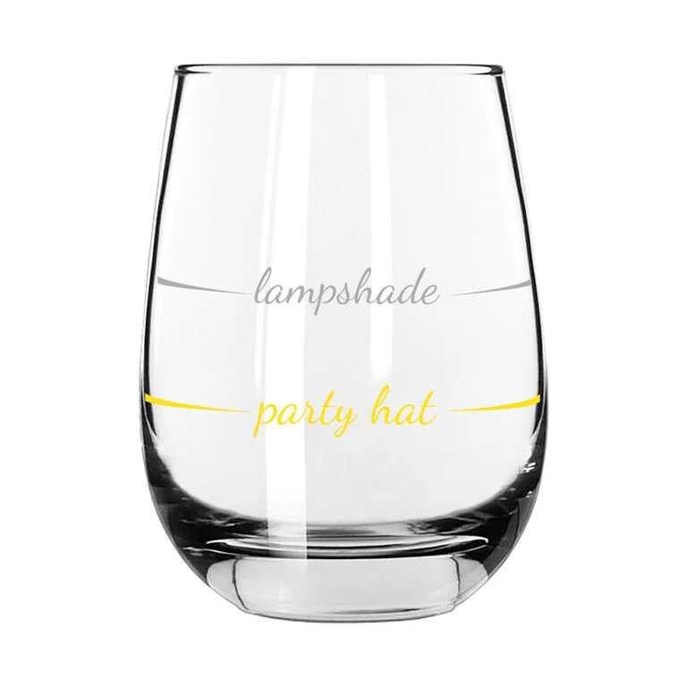 Party Hat Lampshade Stemless Wine Glass, 16 Oz. 1 Party Hat Lampshade Stemless Wine Glass, 16 Oz.