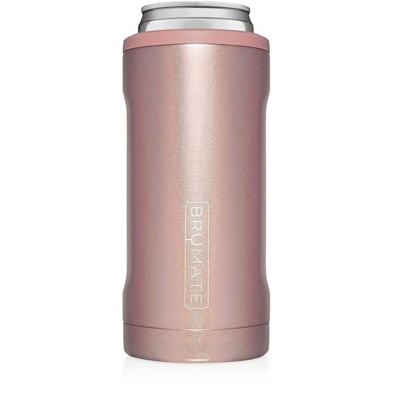 BruMate Glitter Rose Gold Stainless Steel Skinny Can Cooler, 12 Oz. 1 BruMate Glitter Rose Gold Stainless Steel Skinny Can Cooler, 12 Oz.