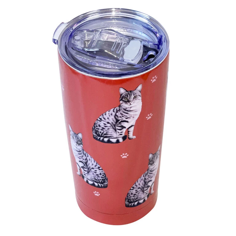 E&S Pets Silver Tabby Cat Stainless Steel Tumbler, 20 Oz. 2 E&S Pets Silver Tabby Cat Stainless Steel Tumbler, 20 Oz. - Image 2