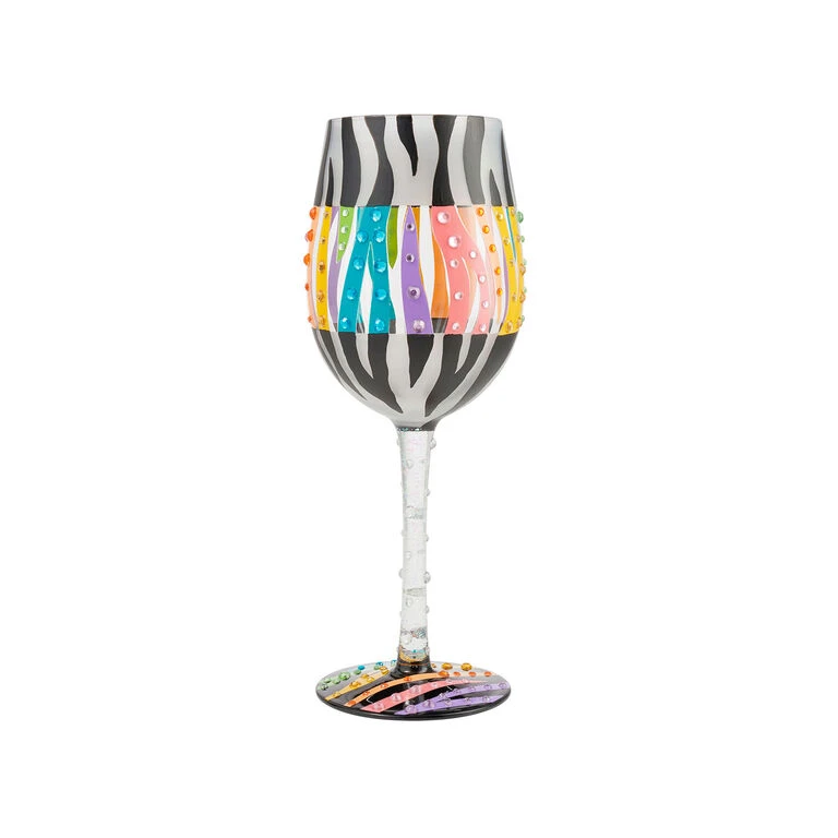 Lolita Love Your Stripes Handpainted Wine Glass, 15 Oz. 1 Lolita Love Your Stripes Handpainted Wine Glass, 15 Oz.
